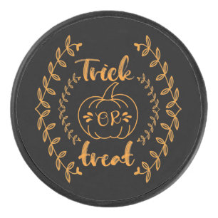 Trick or treat in plants frame hockey puck