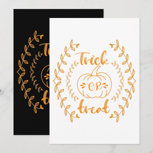 Trick or treat in plants frame  invitation (Front/Back)