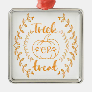 Trick or treat in plants frame metal ornament
