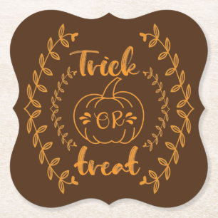 Trick or treat in plants frame  paper coaster
