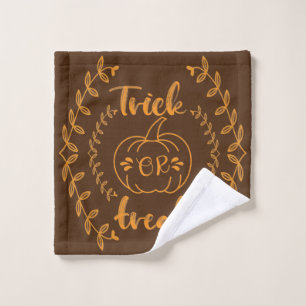 Trick or treat in plants frame wash cloth