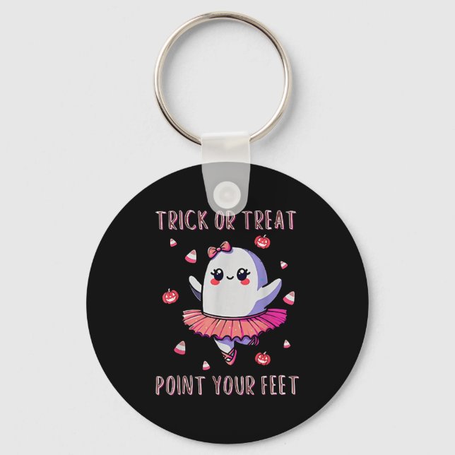 Trick Or Treat Int Your Feet Halloween Ghost Dance Key Ring (Front)