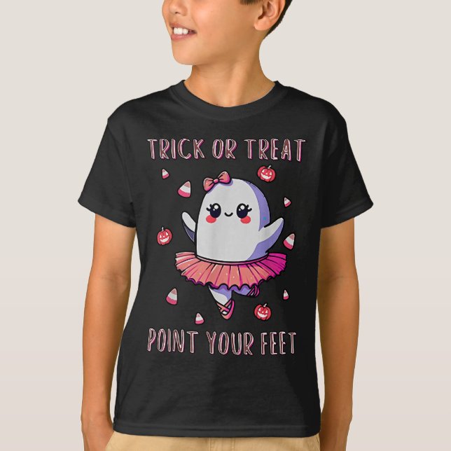Trick Or Treat Int Your Feet Halloween Ghost Dance T-Shirt (Front)