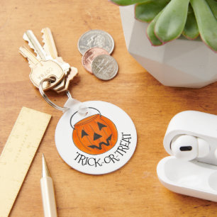 Trick-or-Treat Jack o' Lantern Halloween Pumpkin Key Ring