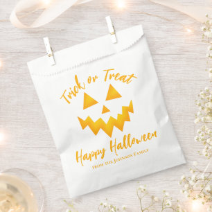 Trick or Treat Jack O Lantern Orange Halloween Favour Bag