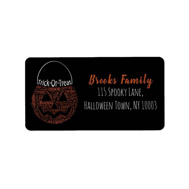 Trick Or Treat Jack O Lantern Typography Label (Front)