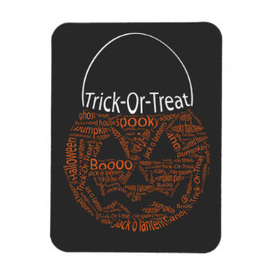 Trick Or Treat Jack O Lantern Typography Orange Magnet
