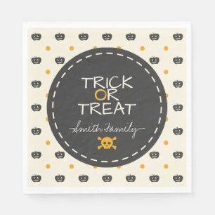 Trick Or Treat. Jack O Lantern White Polka Dots Napkin