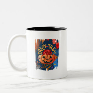 Trick or Treat – Jack-o'-Lantern with Red Rose (1) Two-Tone Coffee Mug
