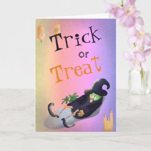 Trick or Treat Joke Witch at Spa Funny Halloween Card