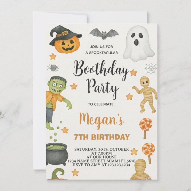 Trick or Treat Kids Halloween Birthday Invitation (Front)