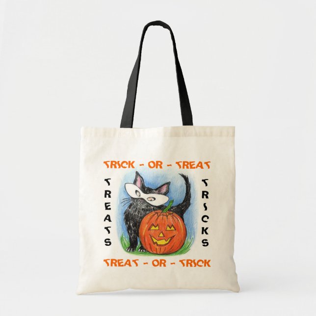 TRICK OR TREAT KITTEN & JOL HALLOWEEN TOTE BAGS (Front)