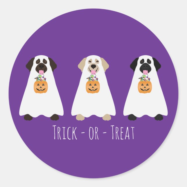 Trick Or Treat Labrador Retriever Ghost Dogs Classic Round Sticker (Front)