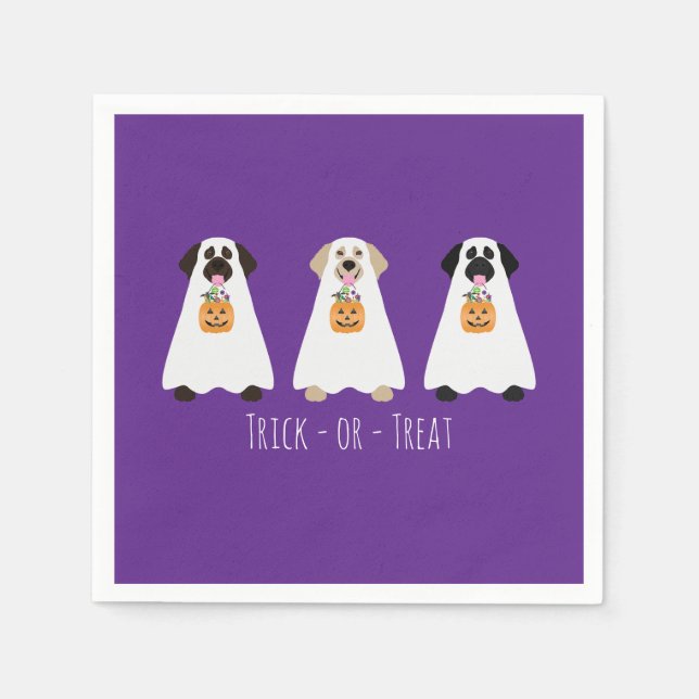 Trick Or Treat Labrador Retriever Ghost Dogs Napkin (Front)