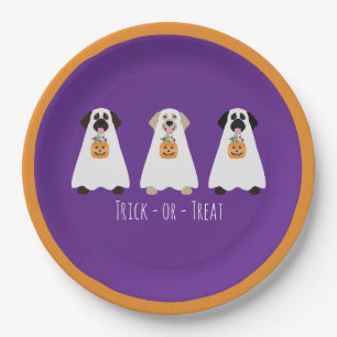 Trick Or Treat Labrador Retriever Ghost Dogs Paper Plate