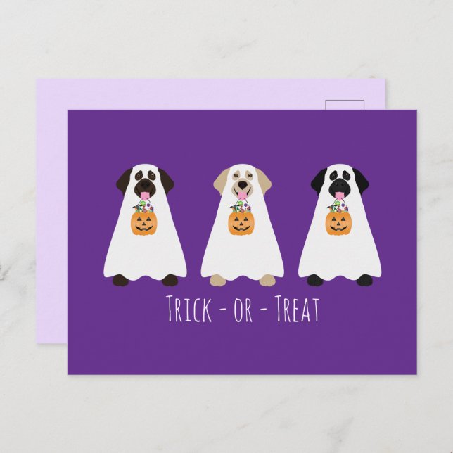 Trick Or Treat Labrador Retriever Ghost Dogs Postcard (Front/Back)