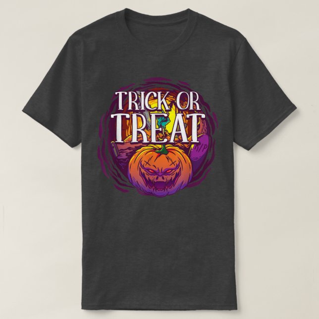 Trick Or Treat Lazy Halloween Costume Scary Spooky T-Shirt (Design Front)