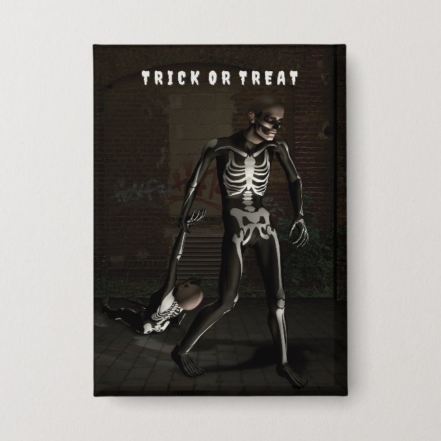 Trick or Treat. Man dressed as skeleton (Front)