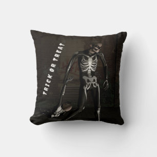 Trick or Treat. Man dressed as skeleton Cushion