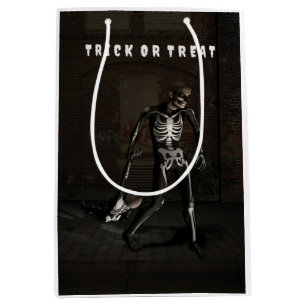 Trick or Treat. Man dressed as skeleton Medium Gift Bag