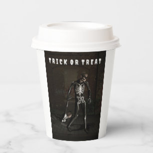 Trick or Treat. Man dressed as skeleton Paper Cups