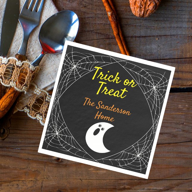 Trick or Treat Minimalist Ghost Halloween Family Napkin (Creator Uploaded)
