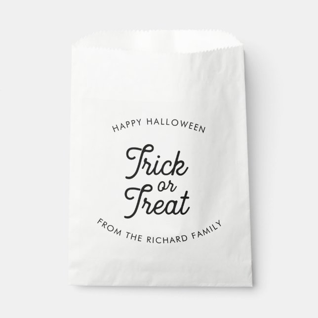 Trick or Treat Minimalist Modern Favour Bag (Front)