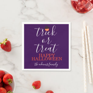 Trick or Treat Modern Script Halloween Napkins 