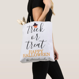 Trick or Treat Modern Script Halloween Tote Bag