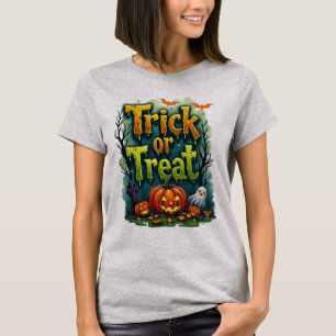 Trick or Treat Modern Script Womens Halloween T-Shirt