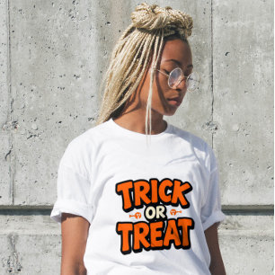 Trick or Treat Modern Script Womens Halloween Tri-Blend Shirt
