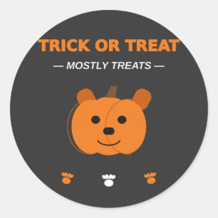 Trick Or Treat Mostly Treats Halloween Dog Pumpkin Classic Round Sticker