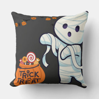 Trick or Treat Mummy Halloween Candy Fun Kids shir Cushion