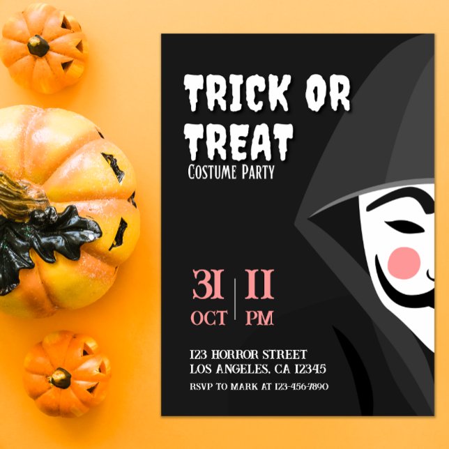 Trick or Treat Mysterious Halloween Costume Party Invitation (Creator Uploaded)
