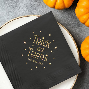 Trick or treat name stars Halloween Foil Napkins