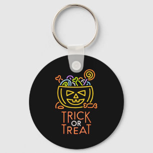 Trick Or Treat Neon Sign Halloween Costume  Key Ring