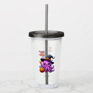 Trick or Treat Octopus Halloween Acrylic Tumbler