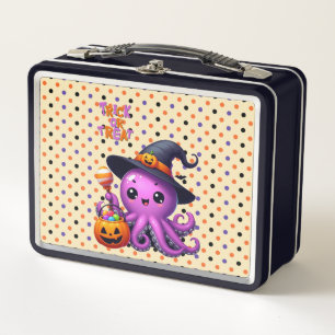 Trick or Treat Octopus Halloween Metal Lunch Box