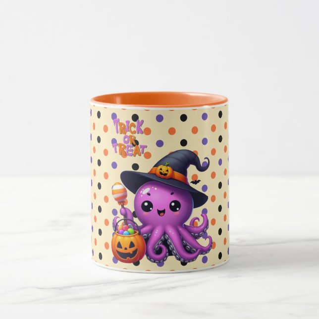 Trick or Treat Octopus Halloween  Mug (Center)