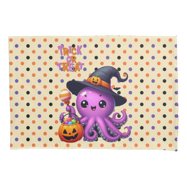 Trick or Treat Octopus Halloween  Pillowcase (Front)