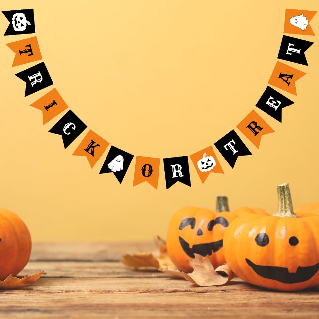 Trick or Treat Orange and Black Halloween  Bunting (Trick or Treat Orange and Black Halloween Bunting Flags )