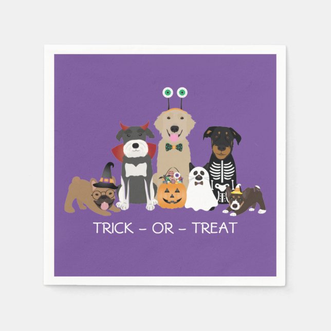 Trick Or Treat Pets Halloween Costumes Napkin (Front)