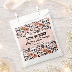 Trick or Treat Pink Halloween Custom Family Name Favour Bag