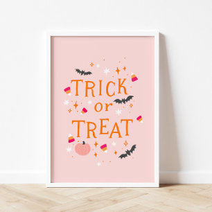 Trick Or Treat Pink Halloween Poster