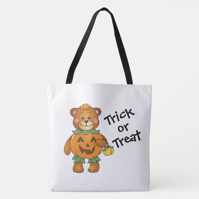 Trick or Treat Pumpkin Bears Tote Bag (Front)