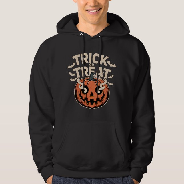 Trick or Treat Pumpkin Face Art Hoodie (Front)