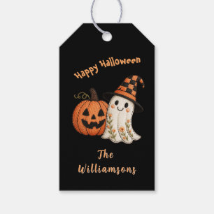 Trick or Treat Pumpkin Ghost Halloween Gift Tags