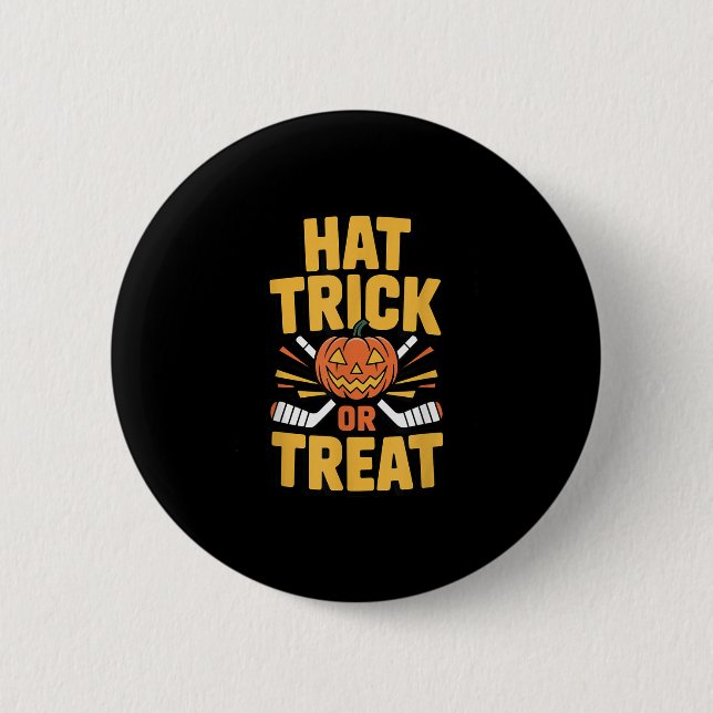 Trick Or Treat Pumpkin Halloween Ice Hockey  6 Cm Round Badge (Front)
