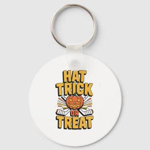 Trick Or Treat Pumpkin Halloween Ice Hockey Key Ring