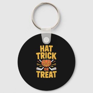 Trick Or Treat Pumpkin Halloween Ice Hockey Key Ring